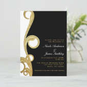 Wit Goud Zwart Chic Elegante Spiraal Bruiloft Kaart (Staand voorkant)