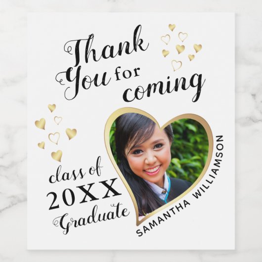 Wit Goud Zwart Elegant Bedankt 2025 Afstuderen Wijn Etiket (Enkel label)