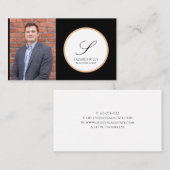 Wit, Goud & Zwart Gepersonaliseerde Foto & Naam Visitekaartje (Voorkant / Achterkant)