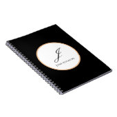 Wit, Goud & Zwart Initiaal Naam Gepersonaliseerd Notitieboek (Rechterzijde)