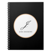 Wit, Goud & Zwart Initiaal Naam Gepersonaliseerd Notitieboek (Voorkant)