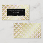 Wit Goud & Zwart Metallic Classic Visitekaartje (Voorkant / Achterkant)