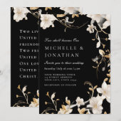 Wit Goud Zwart Modern Christelijk Bijbel Bruiloft Kaart (Voorkant / Achterkant)