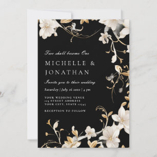 Wit Goud Zwart Modern Christelijk Bijbel Bruiloft Kaart