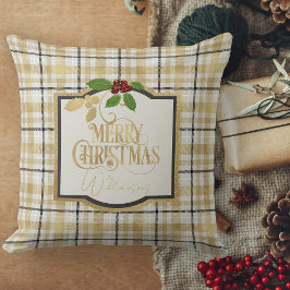 Wit Goud Zwart Plaid Met Naam Kerst Kussen