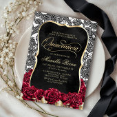 Wit Goud Zwart Quinceañera Kaart