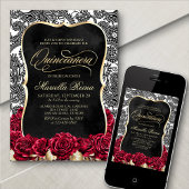 Wit Goud Zwart Quinceañera Kaart