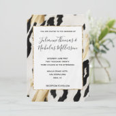 Wit Goud Zwart Zuidwest Koeienhuid Bruiloft Kaart (Staand voorkant)