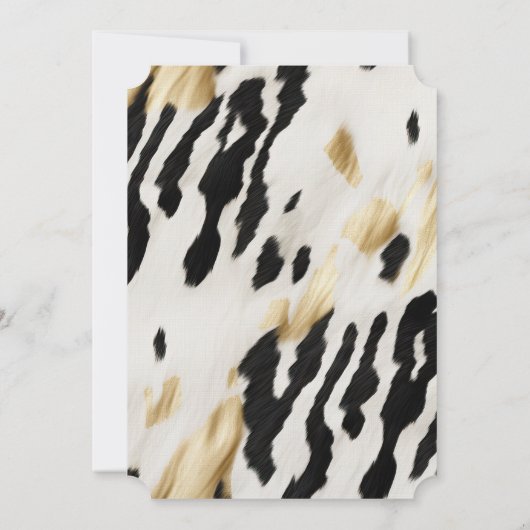 Wit Goud Zwart Zuidwest Koeienhuid Bruiloft Kaart (Achterkant)
