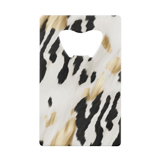 Wit Goud Zwart Zuidwest Koeienhuid Creditkaart Flessenopener (Voorkant)