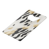 Wit Goud Zwart Zuidwest Koeienhuid Creditkaart Flessenopener (Voorkant Gekanteld)