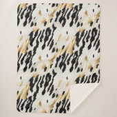 Wit Goud Zwart Zuidwest Koeienhuid Sherpa Deken (Voorkant)