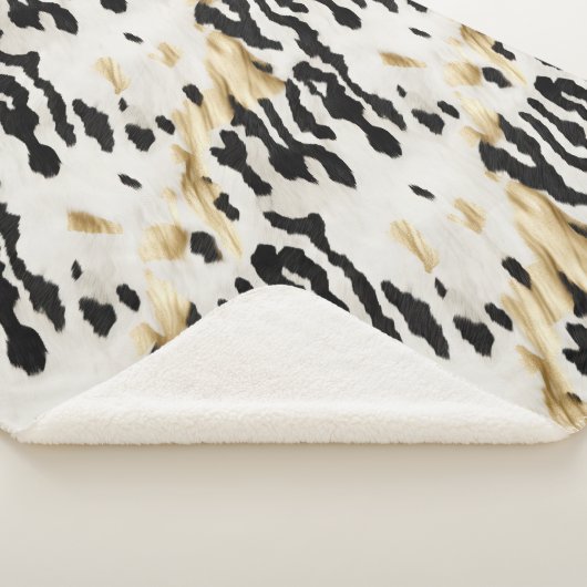Wit Goud Zwart Zuidwest Koeienhuid Sherpa Deken (3/4)