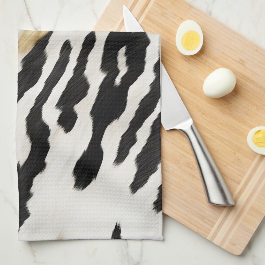 Wit Goud Zwart Zuidwest Koeienhuid Theedoek (Quarter Fold)