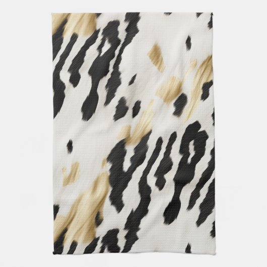 Wit Goud Zwart Zuidwest Koeienhuid Theedoek (Verticaal)