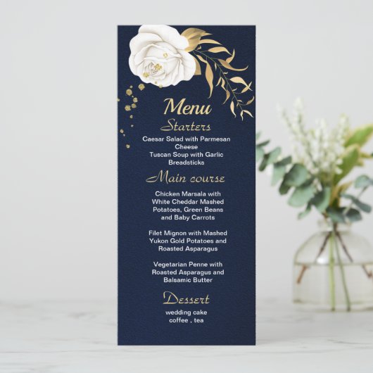 wit goudblauw blauw menu (Staand voorkant)