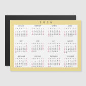 Wit Gouden 2026 Jaarlijkse Kalender Magneet (Voorkant / Achterkant)