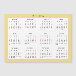 Wit Gouden 2026 Jaarlijkse Kalender Magneet