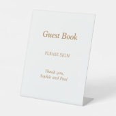 Wit Gouden Beige Gastenboek Pedestal Sign Reclamebord Met Voetstuk (Voorkant)