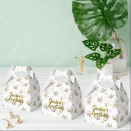 Wit Gouden Bladeren & Sneeuwvlokken Patroon Bedankdoosjes