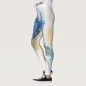 Wit-gouden-blauwe print Leggings (Links)