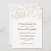 Wit Gouden Bloemen Elegante Huwelijk Kaart (Voorkant)