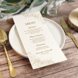 Wit Gouden Bloemen Elegante Huwelijk Menu