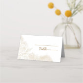 Wit Gouden Bloemen Elegante Huwelijk Plaatskaartje (Achterkant)