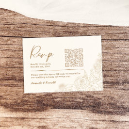 Wit Gouden Bloemen Elegante Huwelijk RSVP Kaartje