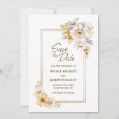 Wit Gouden Bloemen Trouwen Save the Date (Voorkant)