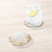 Wit Gouden Bloemen Zandsteen Onderzetter (Zijkant)