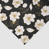 Wit gouden bloemmotief op zwart tissuepapier (Detail)