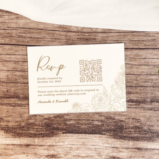 Wit Gouden Bloemrijke Elegante Bruiloft RSVP Kaartje