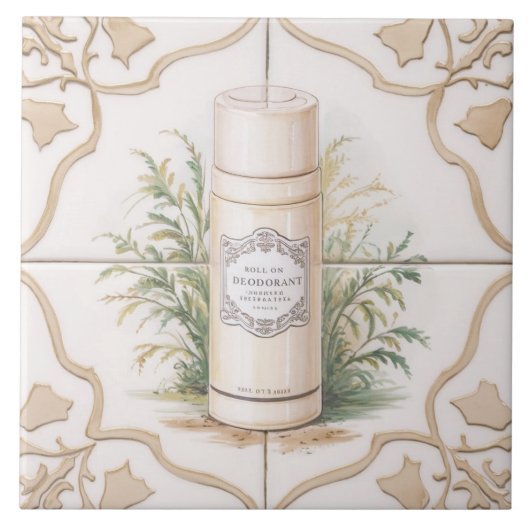 Wit & Gouden Broodje op Deodorant Grappige Badkame Tegeltje (Voorkant)