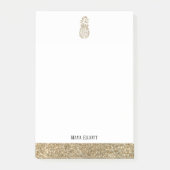 Wit + Gouden Faux Glitter Ananas & Rand Post-it® Notes (Voorkant)