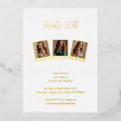 Wit & Gouden Folie Foto 30e verjaardag Uitnodiging (Voorkant)