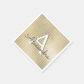 Wit & Gouden Folie Gestreept Monogram Verjaardag Servetten (Hoek)