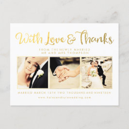 Wit Gouden Folie Met Liefde En Bedankt Lettering Briefkaart