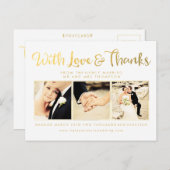 Wit Gouden Folie Met Liefde En Bedankt Lettering Briefkaart (Voorkant / Achterkant)