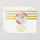 Wit & Gouden Foliestreepjes Opslaan Datum FOTO Bri Aankondigingskaart (Voorkant / Achterkant)