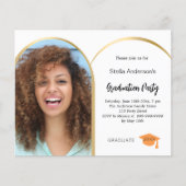 Wit gouden fotoboog afstudeerfeest uitnodiging (Voorkant)