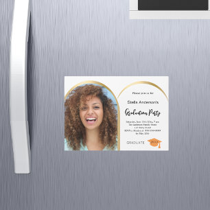 Wit gouden fotoboog afstuderen magnetische uitnodiging