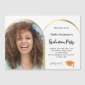 Wit gouden fotoboog afstuderen magnetische uitnodiging (Voorkant)