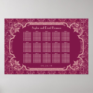 Wit Gouden Gatsby Art Deco zitplaatskaart Poster