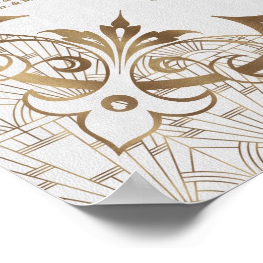 Wit Gouden Gatsby Art Deco Zitplaatskaart Poster (Hoek)