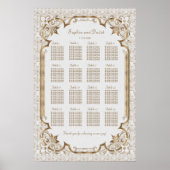 Wit Gouden Gatsby Art Deco Zitplaatskaart Poster (Voorkant)