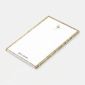 Wit + Gouden Glitter Flamingo & Rand met Naam Post-it® Notes (Schuin)