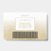 Wit Gouden Glitter Gradiënt Foto Logo Personeelska Badge (Achterkant)