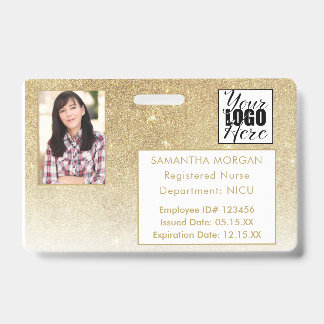 Wit Gouden Glitter Gradiënt Foto Logo Personeelska Badge