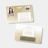 Wit Gouden Glitter Gradiënt Foto Logo Personeelska Badge (Voor- en achterkant)